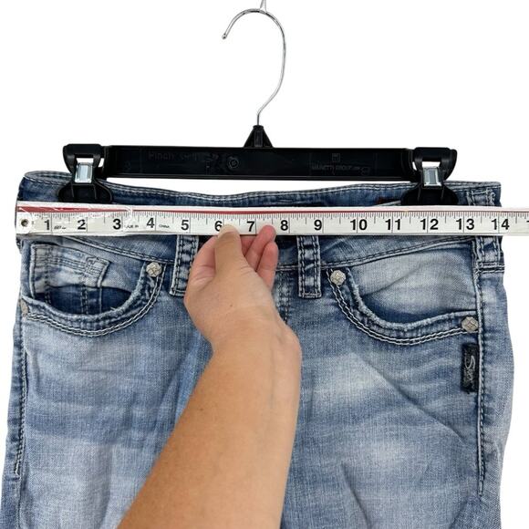 Silver Jeans Aiko Mid Capri denim stretch jeans mid rise women’s size 25 - Picture 12 of 13